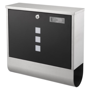 Michelino RVS Wand Brievenbus - Hangend - Zilver/Zwart