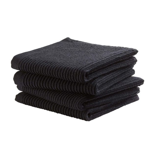 DDDDD Vaatdoek Basic Katoen Zwart - 4 stuks