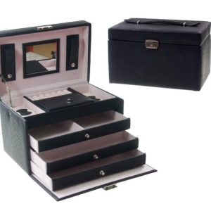 Deluxa Luxe Sieradenbox - 7 compartimenten - Kunstleer - Zwart