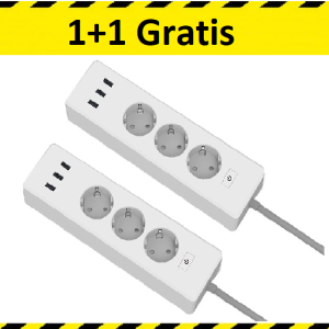 Etiger slimme stekkerdoos 3V + 3xUSB - 1+1 gratis
