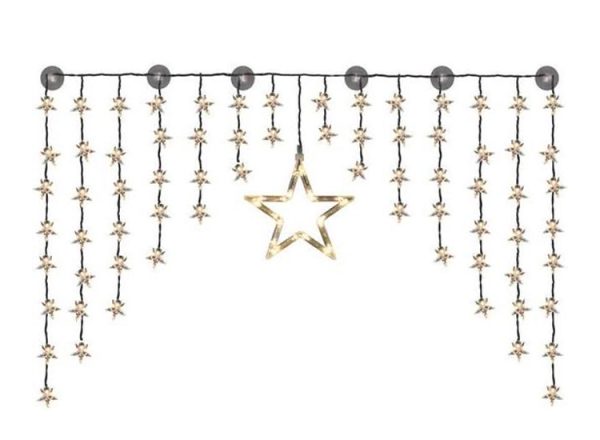 Kerststerrengordijn - 90 LED's - Inclusief Grote Ster