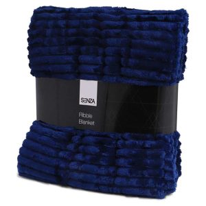 SENZA Ribbel Plaid - Deken - 150x130cm - Blauw