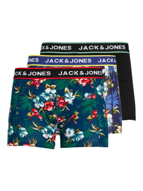 Jack & Jones Boxershorts JACFLOWER Trunks 3-pack Zwart / Navy-M