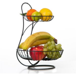 Ynona Fruitschaal - 2 Laags - Zwart - Fruitmand