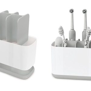 Joseph Joseph - Badkamer Tandenborstelorganiser - 12,8x8,6x17,1cm - Wit/Grijs