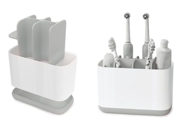 Joseph Joseph - Badkamer Tandenborstelorganiser - 12,8x8,6x17,1cm - Wit/Grijs