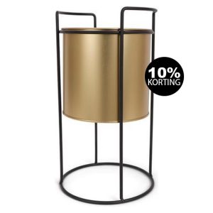SENZA Metalen Bloempot - Ronde Emmer Op Poten - 17 x 31 CM - Goud