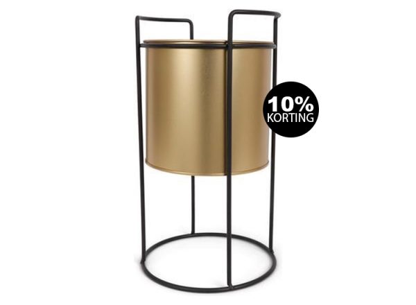 SENZA Metalen Bloempot - Ronde Emmer Op Poten - 17 x 31 CM - Goud