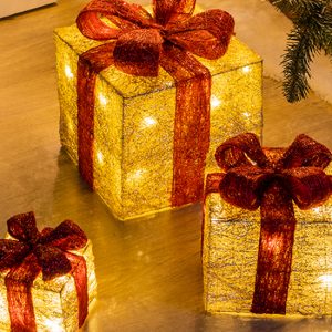 Set van 3 kerstdecoratie cadeautjes - geschenkdozen