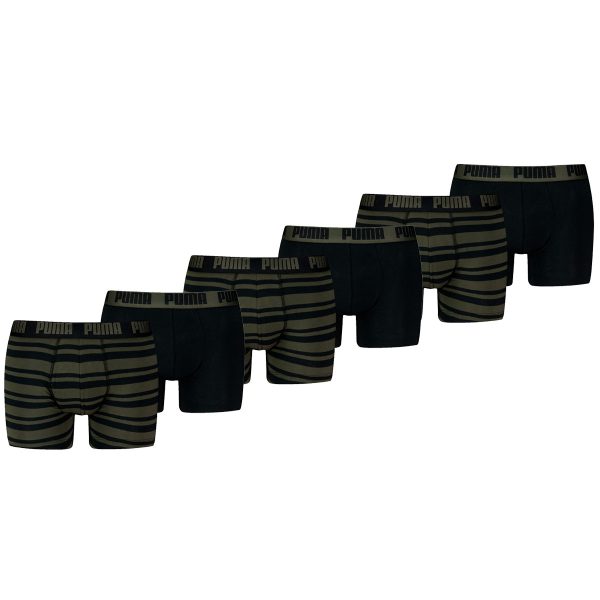 Puma Boxershorts Everyday Heritage Stripe 6-pack Forest Night Tonal-L