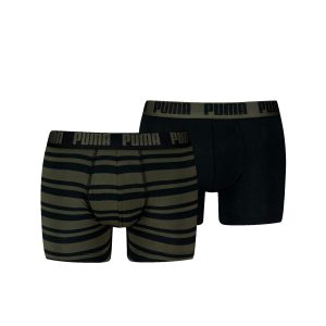 Puma Boxershorts Everyday Heritage Stripe 2-pack Forest Night Tonal