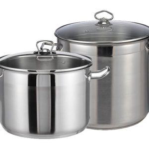 Prachtige grote RVS soeppan - 10 of 15 liter - Met glazen deksel