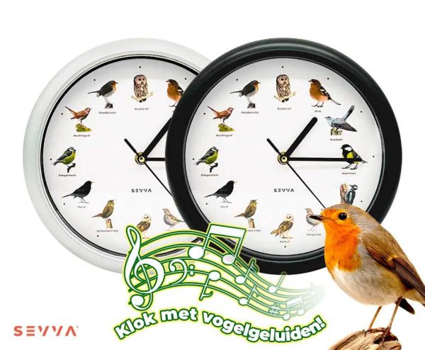 SEVVA® Wandklok Met Vogelgeluiden