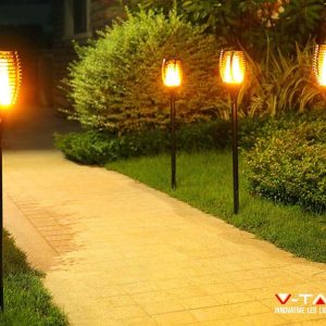 4 Stuks Solar LED Lantaarns Met Vlameffect