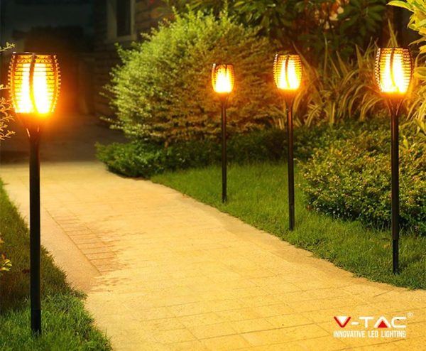 4 Stuks Solar LED Lantaarns Met Vlameffect