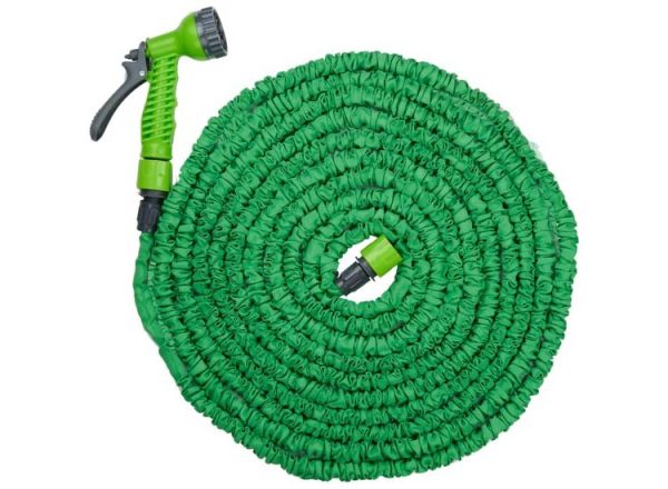 Kinzo Flexibele Tuinslang 20M - Incl. Opzetstuk - Sproeikop met 7 Spraystanden - Kunststof - Groen/Grijs