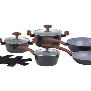 Michelino Nora Pannenset - RVS Pannen - Geschikt voor alle warmtebronnen - Maple Wood