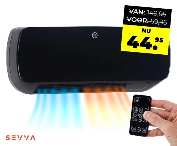 SEVVA® 2-in-1 Wandkachel 2000W Piano Black