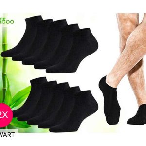 12 Paar Bamboe Lage Sokken-Zwart-35-38