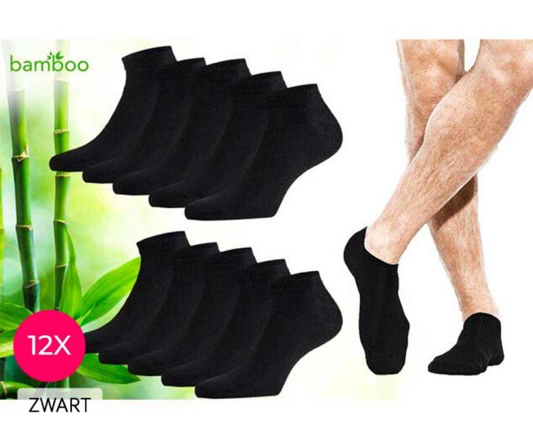12 Paar Bamboe Lage Sokken-Zwart-35-38