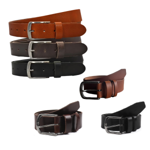 Set van 3 DSTRCT Lederen Herenriemen Zwart/Bruin/Cognac
