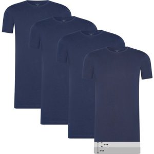 4-pack Cappuccino Blauwe T-Shirt ronde hals - Extra Lange T-shirts