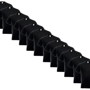 12 Zwarte Fruit of the Loom Heren T-shirts - Ronde hals