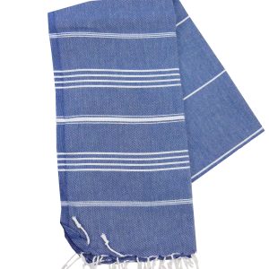 The One Towelling Hamamdoek Navy/Wit