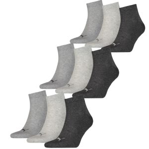 Puma Quarter Sokken Plain 9-pack Antraciet Melange-35/38
