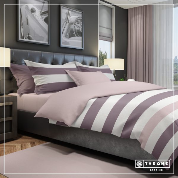 The One Dekbedovertrek Stripe Plum / Mauve-240x220cm