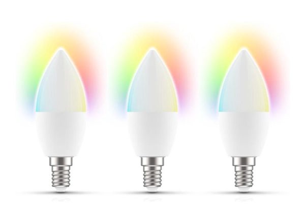 3 Qnect slimme Wi-Fi RGB LED kaars lamp - E14