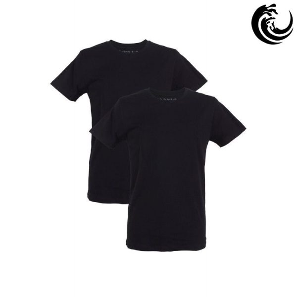 Vinnie-G Heren T-shirt Ronde hals Zwart 2-pack-S