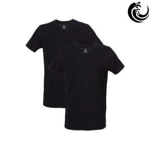 Vinnie-G Heren T-shirt V-hals Zwart 2-pack-L