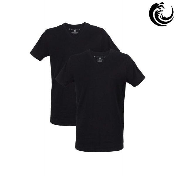 Vinnie-G Heren T-shirt V-hals Zwart 2-pack-S