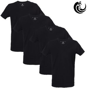 Vinnie-G Heren T-shirt V-hals Zwart 4-pack-L